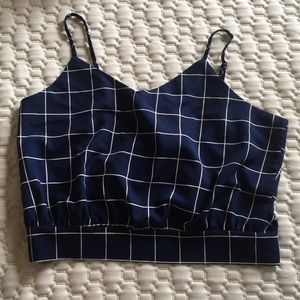 Shein cropped top blue squares